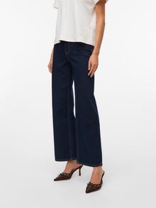 Vero Moda AWRENA Mid rise Wide Leg Fit Jeans -Dark Blue Denim - 10332547