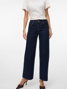 Vero Moda AWRENA Mid rise Wide Leg Fit Jeans -Dark Blue Denim - 10332547