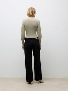 Vero Moda AWRENA Talle medio Corte wide leg Vaqueros -Black Denim - 10332548