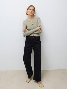 Vero Moda AWRENA Talle medio Corte wide leg Vaqueros -Black Denim - 10332548