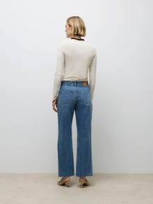 Vero Moda AWRENA Mid rise Wide Leg Fit Jeans -Medium Blue Denim - 10332553
