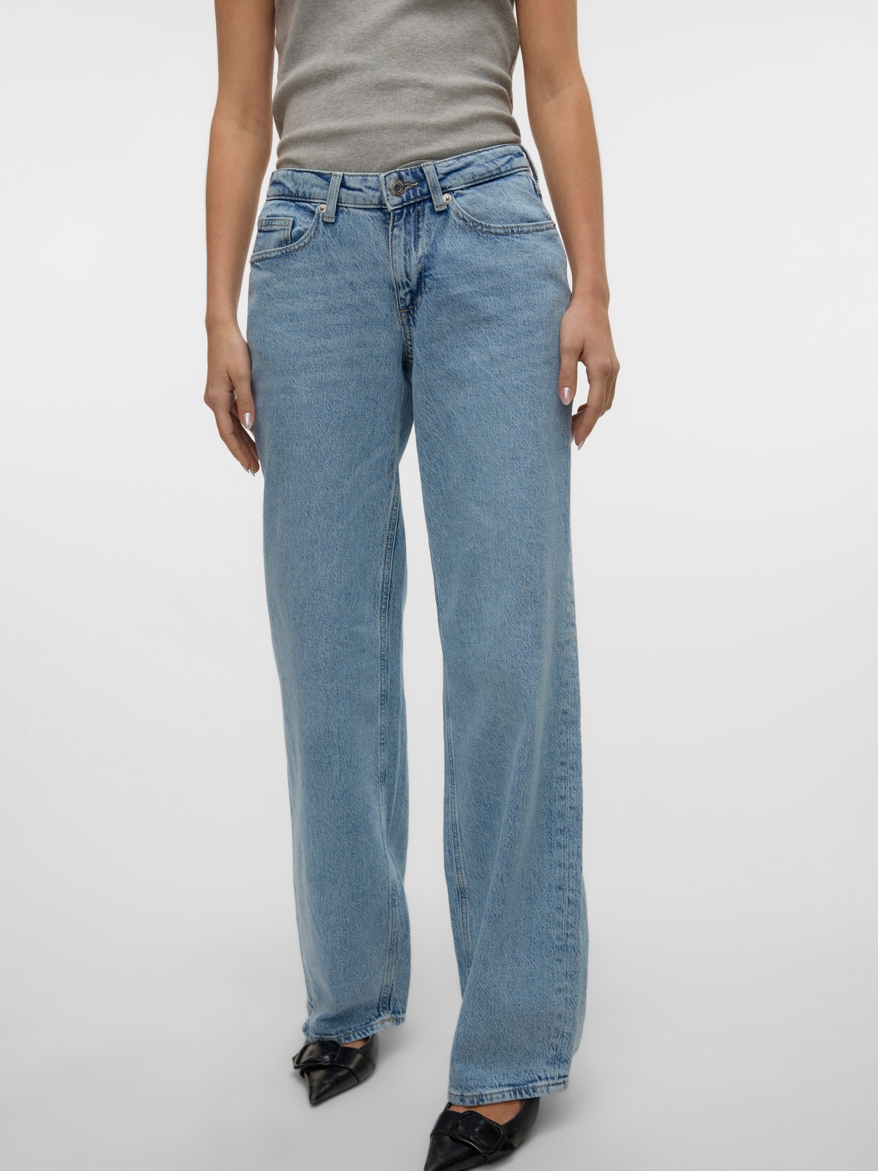 Vero Moda VMVANESSA Lav talje Wide leg fit Jeans -Light Blue Denim - 10332679