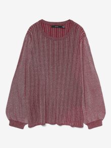 Vero Moda Tavapärane lõige Ümmargune kaelus Vormikas Balloonvarrukad Pullover -Syrah - 10332782