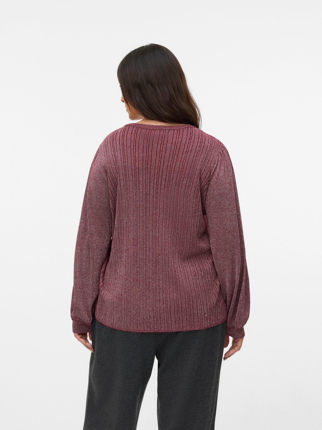 Vero Moda Tavapärane lõige Ümmargune kaelus Vormikas Balloonvarrukad Pullover -Syrah - 10332782
