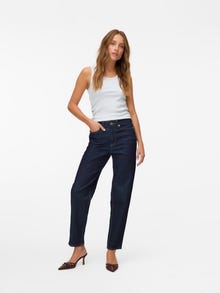 Vero Moda VMTESSA Tiro alto Corte mom Vaqueros -Dark Blue Denim - 10333060