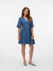 Vero Moda VMMELANEY Trumpa suknelė -Dark Denim - 10333785