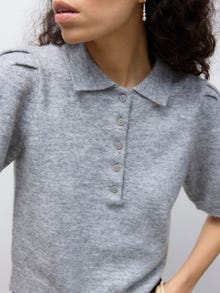 Vero Moda AWTASSA Knit Polo-Shirt -Medium Grey Melange - 10333995