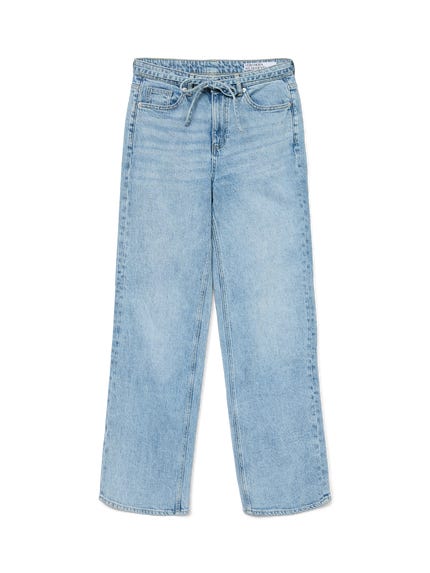 Vero Moda Jean Femme Droite Taille Haute VMTESSA - Denim Délavé Pierre, Coupe Évasée Confortable