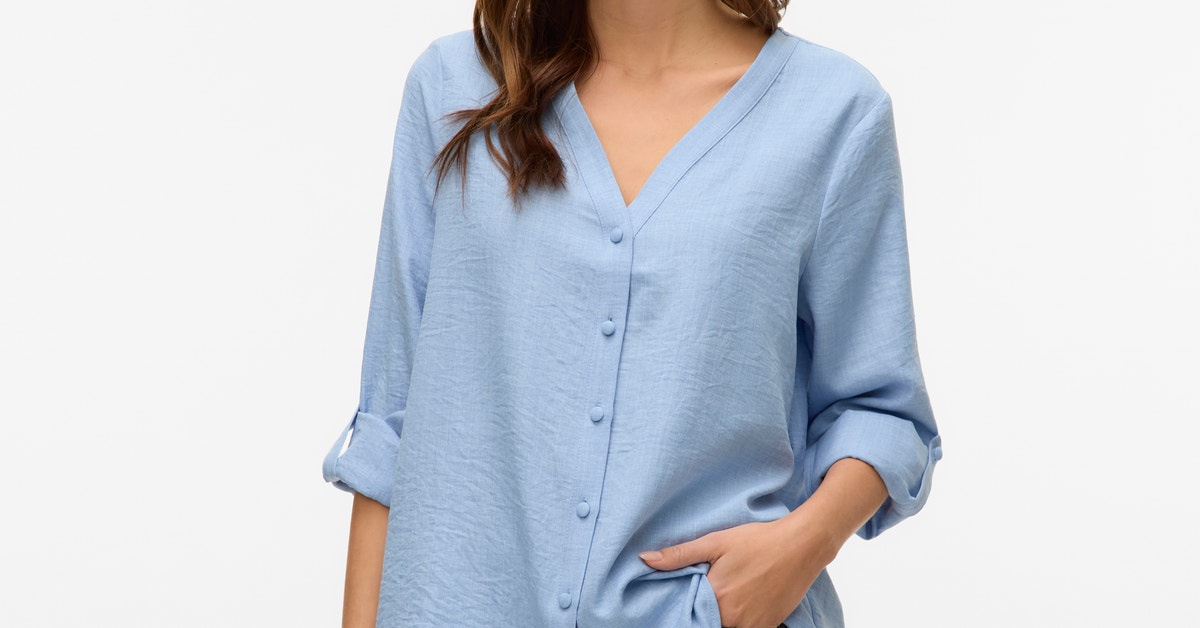 Vero Moda VMMELANEY QUEENY LS SHIRT WVN NOOS - Camicia - overcast Vero Moda VMMELANEY QUEENY LS SHIRT WVN NOOS - Camicia - overcast