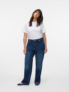 Vero Moda VMTESSA Vysoké sedlo Široká nohavica štýl Džínsy -Dark Blue Denim - 10336835
