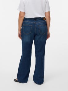 Vero Moda VMTESSA Vysoké sedlo Široká nohavica štýl Džínsy -Dark Blue Denim - 10336835