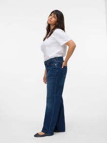 Vero Moda VMTESSA Vysoké sedlo Široká nohavica štýl Džínsy -Dark Blue Denim - 10336835