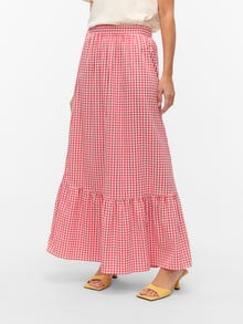 Vero Moda VMCHECK Hög midja Lång kjol -Goji Berry - 10337928