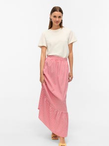 Vero Moda VMCHECK Hög midja Lång kjol -Goji Berry - 10337928