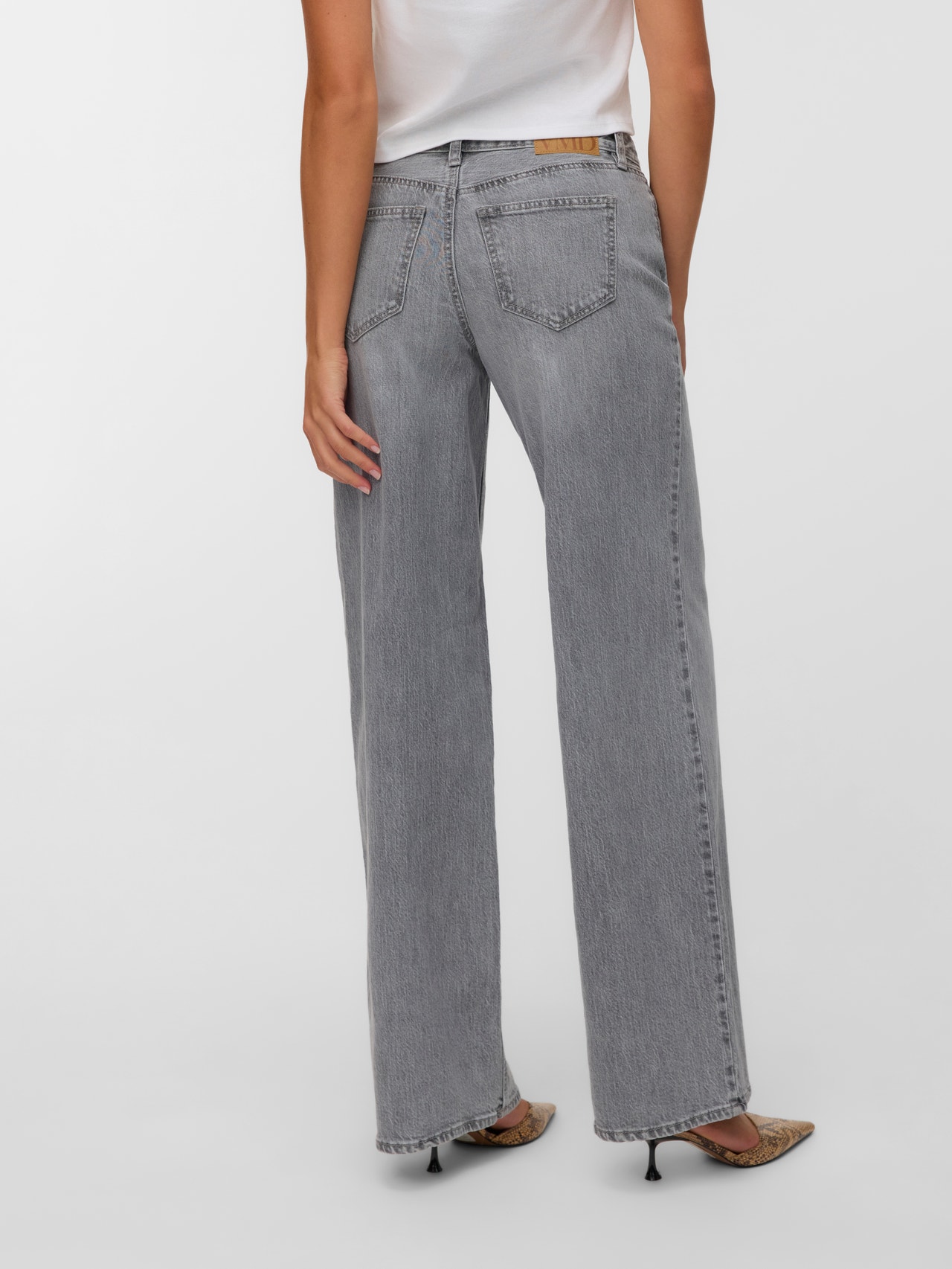 Vero Moda VMFAYE Low rise Wide Leg Fit Jeans -Medium Grey Denim - 10337948