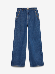 Vero Moda VMMARGOT Magas derék Széles láb Farmer -Dark Blue Denim - 10338024