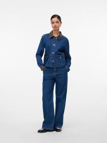 Vero Moda VMMARGOT Magas derék Széles láb Farmer -Dark Blue Denim - 10338024