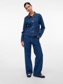 Vero Moda VMMARGOT Magas derék Széles láb Farmer -Dark Blue Denim - 10338024