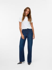 Vero Moda VMTESSA Vita alta Wide Leg Fit Jeans -Dark Blue Denim - 10338561
