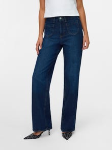 Vero Moda VMTESSA Vita alta Wide Leg Fit Jeans -Dark Blue Denim - 10338561