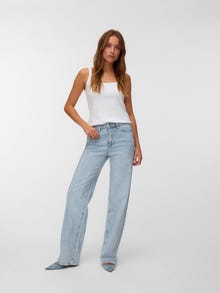 Vero Moda VMTESSA Rhinestone Aukštas juosmuo Plačios klešnės Džinsai -Light Blue Denim - 10338586