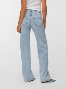 Vero Moda VMTESSA Rhinestone Aukštas juosmuo Plačios klešnės Džinsai -Light Blue Denim - 10338586