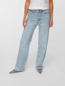 Vero Moda VMTESSA Rhinestone Aukštas juosmuo Plačios klešnės Džinsai -Light Blue Denim - 10338586