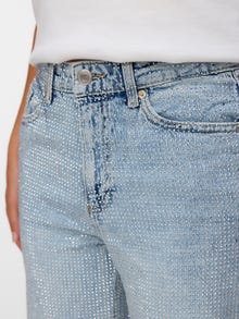 Vero Moda VMTESSA Rhinestone Aukštas juosmuo Plačios klešnės Džinsai -Light Blue Denim - 10338586