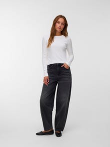 Vero Moda VMBILLIE Tiro alto Corte de barril Vaqueros -Black Denim - 10338845
