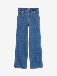 Vero Moda VMTESSA Aukštas juosmuo Platus prigludimas - apkarpytas Džinsai -Medium Blue Denim - 10339152