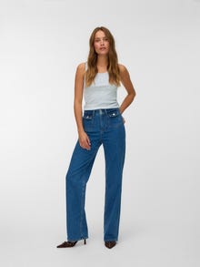 Vero Moda VMTESSA Wysoki stan Szeroki krój - przycięty Jeans -Medium Blue Denim - 10339152