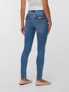 Vero Moda VMFLASH Srednje visoki Ozka in oprijeta oblačila Kavbojke -Medium Blue Denim - 10341823