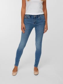 Vero Moda VMFLASH Srednje visoki Ozka in oprijeta oblačila Kavbojke -Medium Blue Denim - 10341823