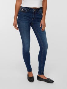 Vero Moda VMFLASH Middels høyt snitt Skinny Fit Jeans -Dark Blue Denim - 10341824