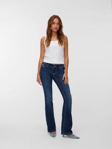 Vero Moda VMHELENA Tiro bajo Corte flared Vaqueros -Dark Blue Denim - 10342470