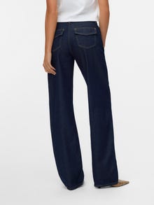 Vero Moda SNRANCY Vidutinio aukščio juosmuo Plačios klešnės Džinsai -Dark Blue Denim - 10343086