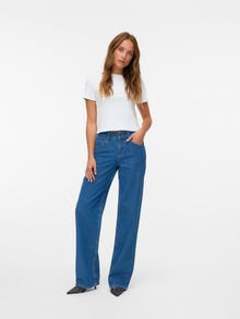 Vero Moda SNRANCY Vidutinio aukščio juosmuo Plačios klešnės Džinsai -Medium Blue Denim - 10343086