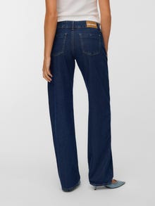Vero Moda SNRANCY Žemas juosmuo Plačios klešnės Džinsai -Dark Blue Denim - 10343091