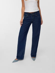 Vero Moda SNRANCY Žemas juosmuo Plačios klešnės Džinsai -Dark Blue Denim - 10343091