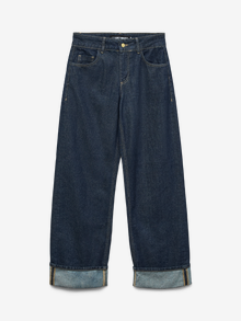 Vero Moda SNRANCY Střední pas Wide Leg Fit Džíny -Dark Blue Denim - 10343092