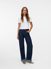 Vero Moda SNRANCY Vidutinio aukščio juosmuo Plačios klešnės Džinsai -Dark Blue Denim - 10343092