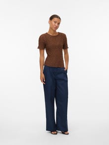 Vero Moda Avar lõige Ümmargune kaelus T-särk -Downtown Brown - 10344638
