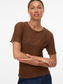 Vero Moda Avar lõige Ümmargune kaelus T-särk -Downtown Brown - 10344638