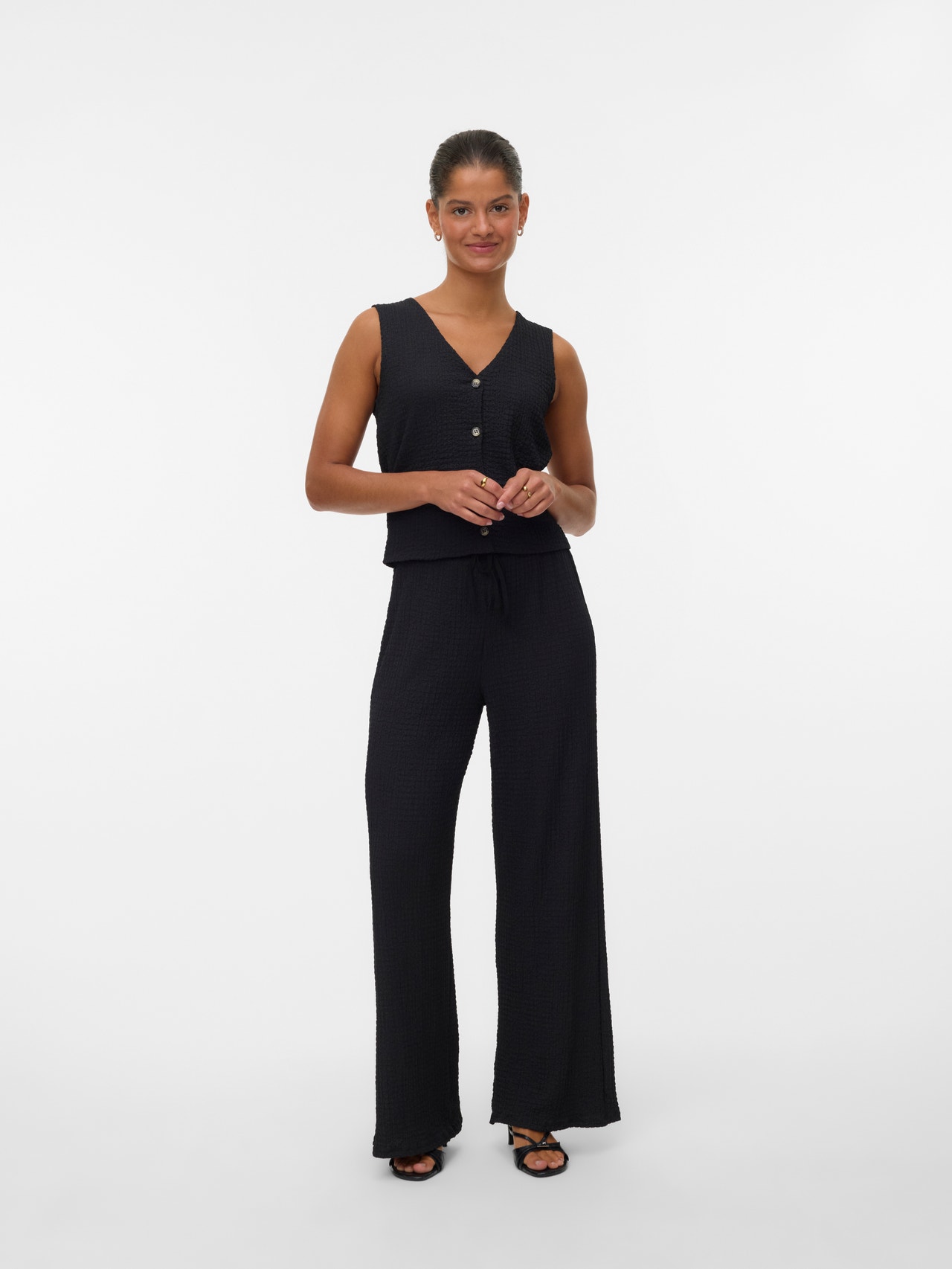 Vero Moda VMLINA Mid waist Trousers -Black - 10344646