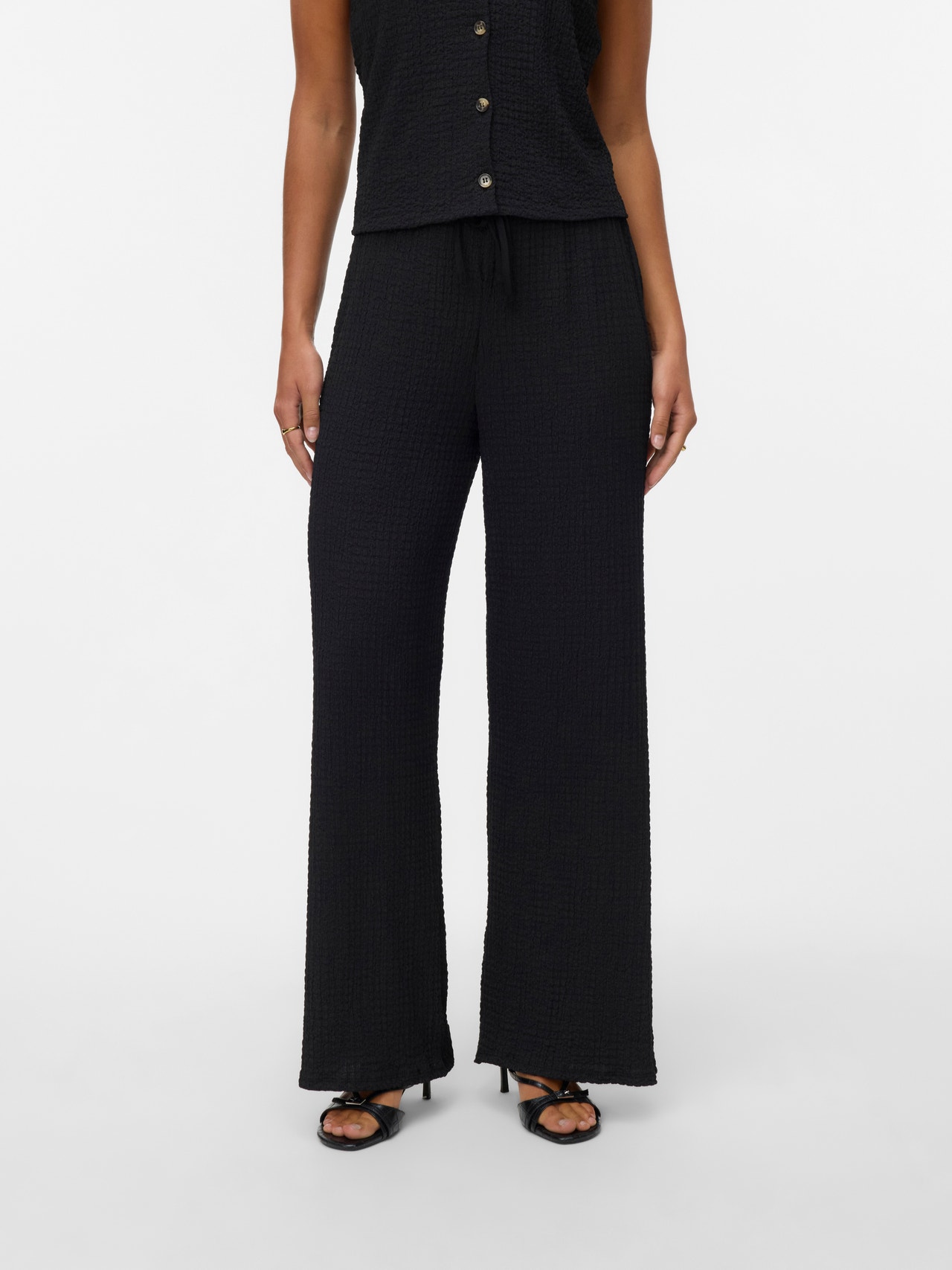 Vero Moda VMLINA Mid waist Trousers -Black - 10344646