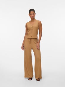 Vero Moda VMLINA Mid waist Broek -Tobacco Brown - 10344646