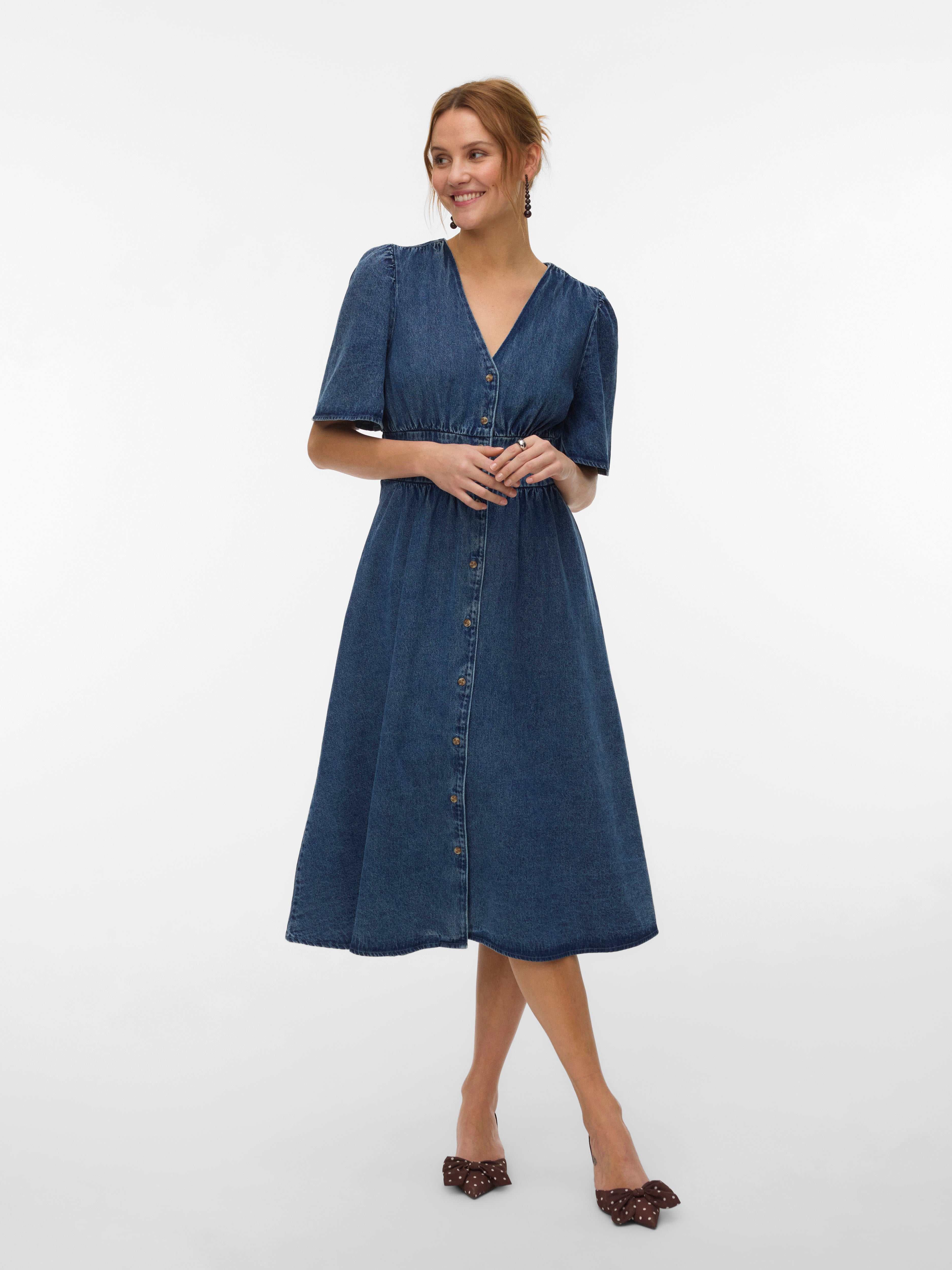 Vero Moda VMMELONY BUTTON MINI DRESS - Robe de jour - black/noir Vero Moda VMMELONY BUTTON MINI DRESS - Robe de jour - black/noir