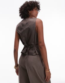 Topshop TOPSHOP Skräddarsydd väst -Brown - 136475310