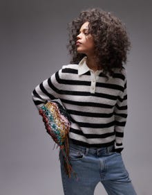 Topshop Topshop knitted light weight stripe polo -Multi - 138639077