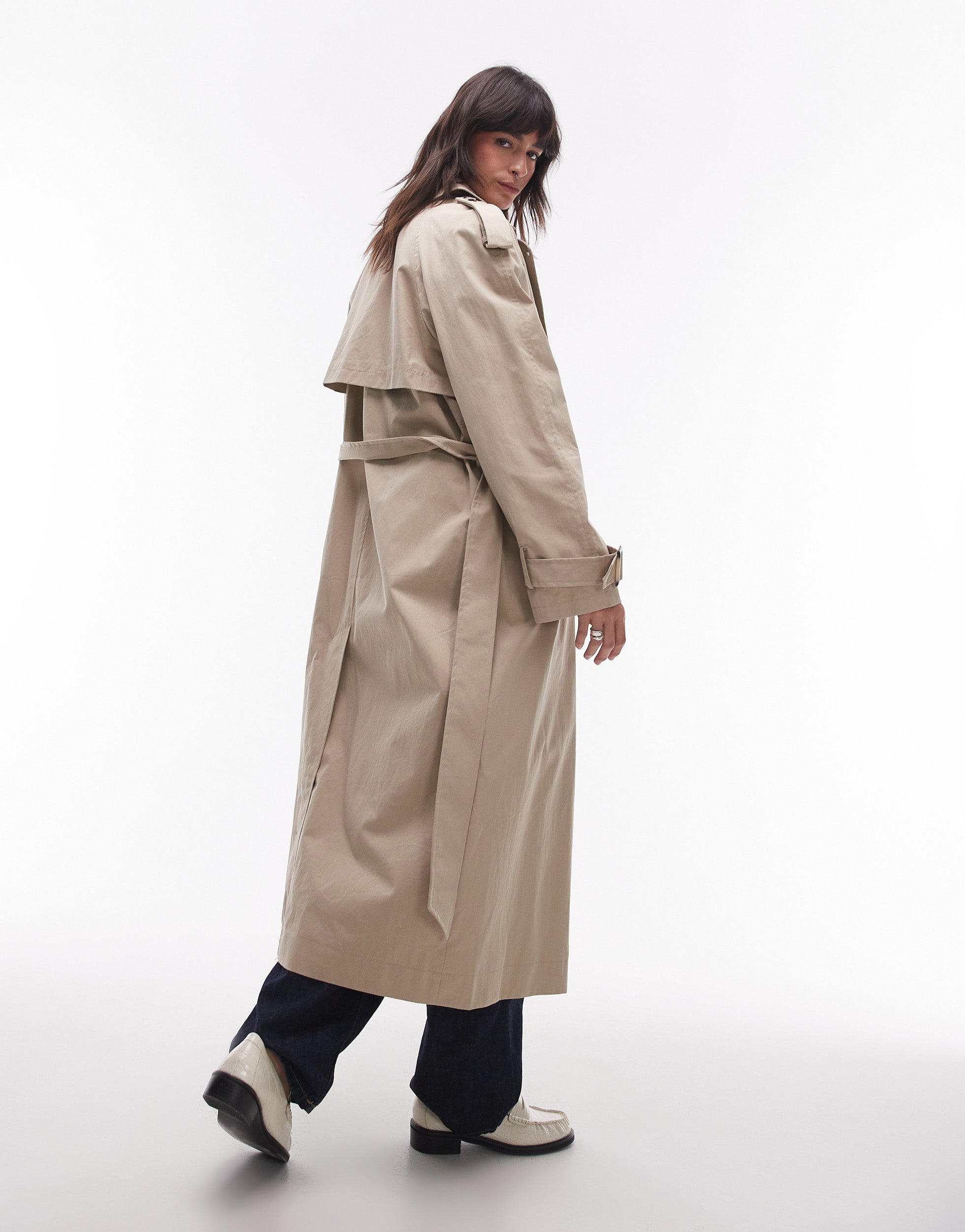 Topshop longline oversized trench coat | Medium Grey | Topshop®